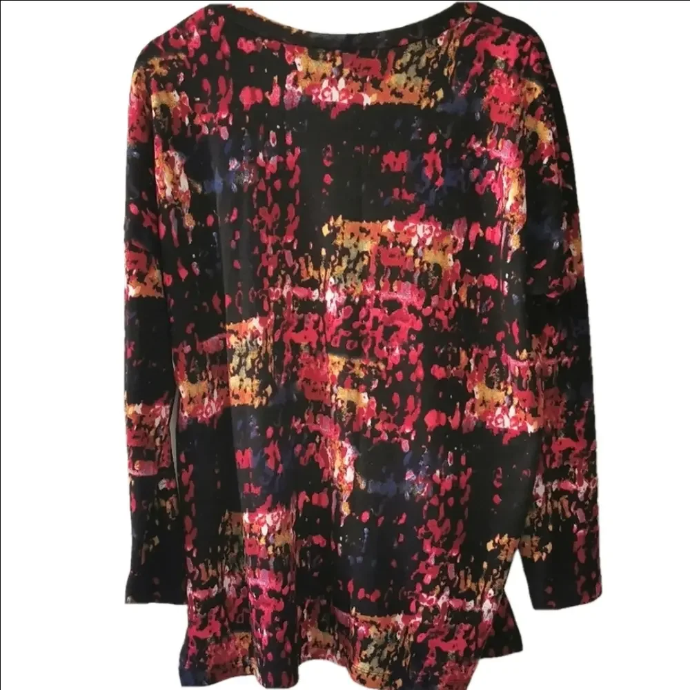 Vibrant arty ISCA long sleeve top. Size large. EUC - Picture 5 of 5
